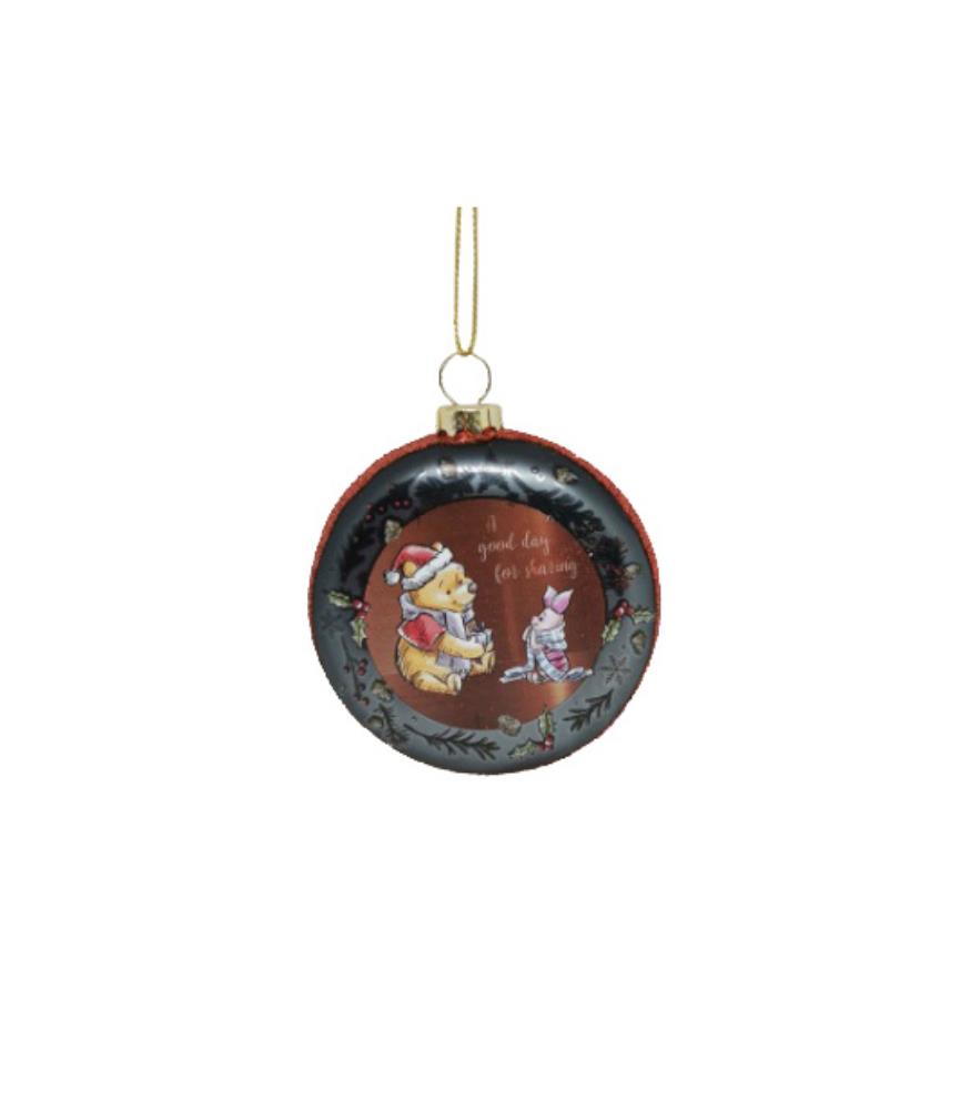 Pooh & Piglet glass disc ornament