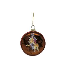 Winnie & Piglet glass disc ornament