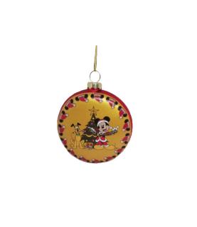 Pluto & Mickey glass disc ornament