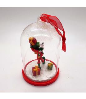 Goofy with gifts glass dome ornament