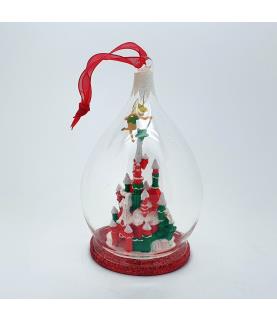 Red & Green lighted glass dome ornament