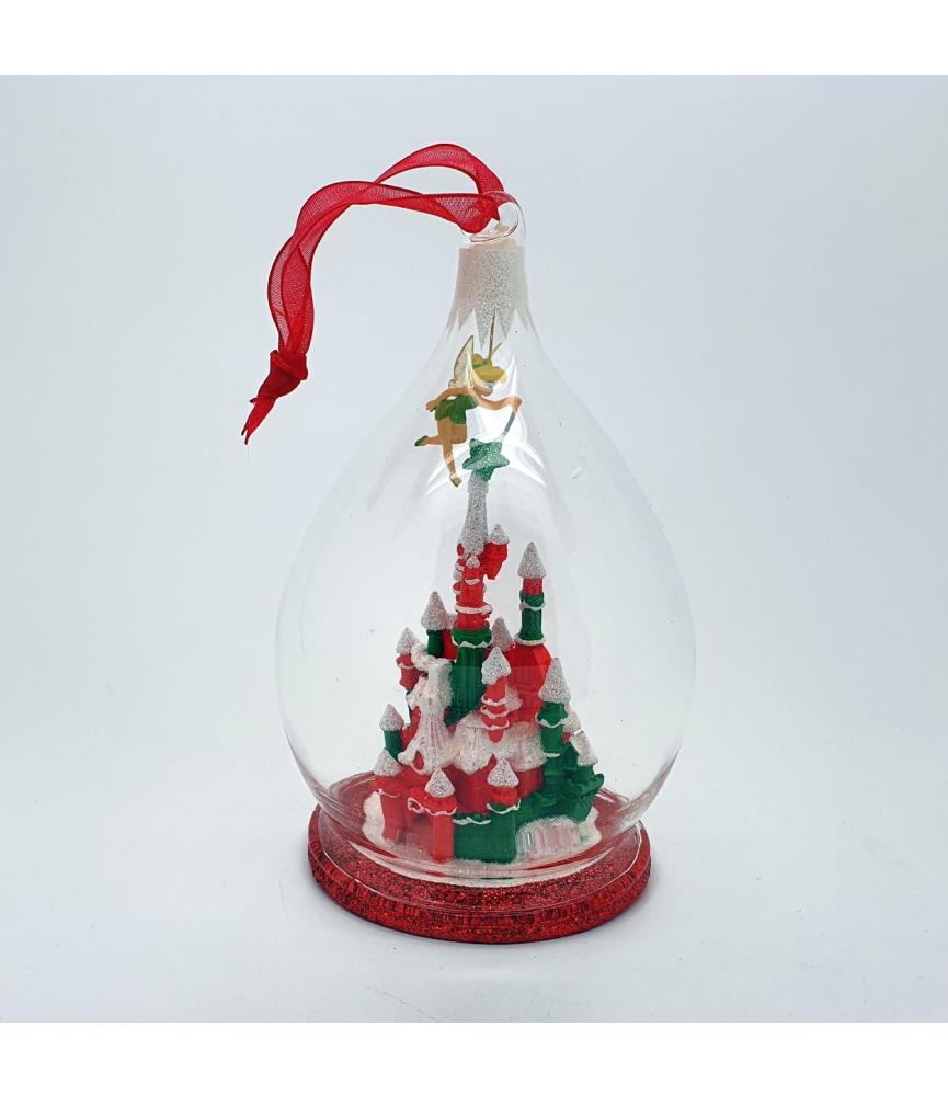 Red & Green lighted glass dome ornament
