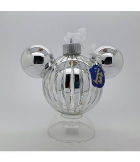 Silver Striped Mickey lighted  head ornament