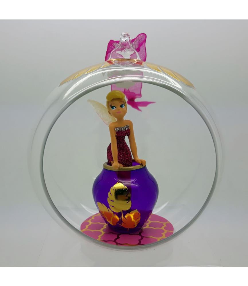 Tinker Bell in vase open glass ball ornament