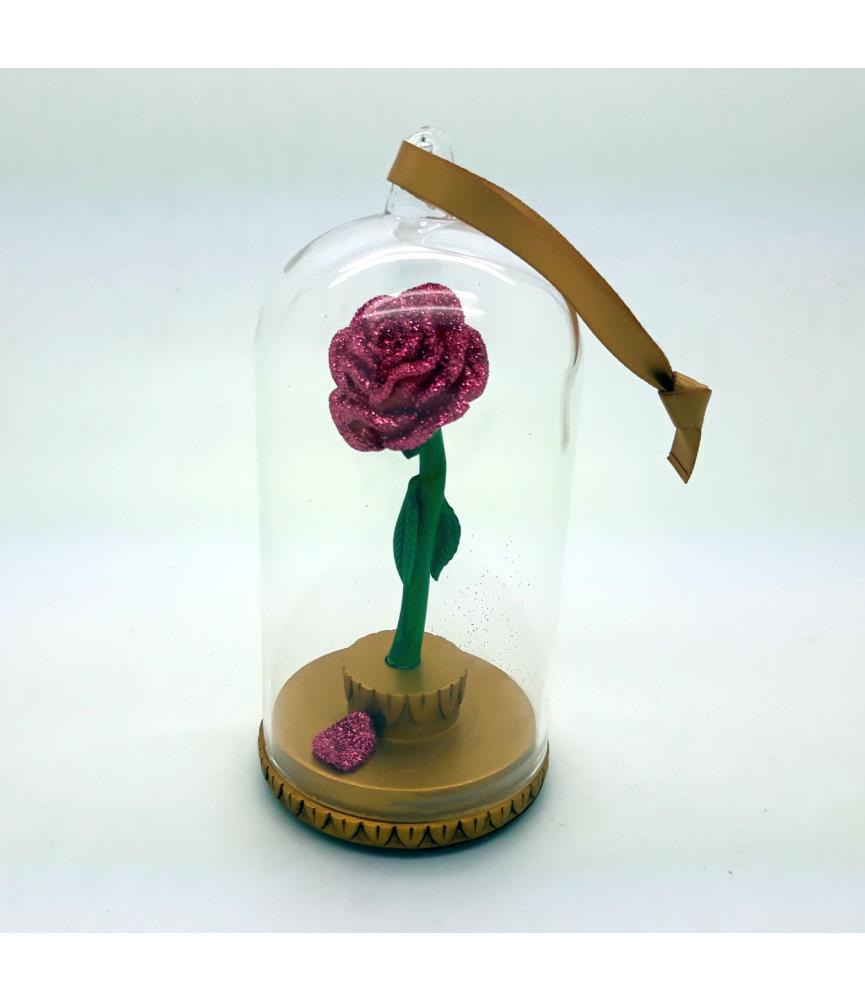 Beauty & the Beast rose glass dome ornament