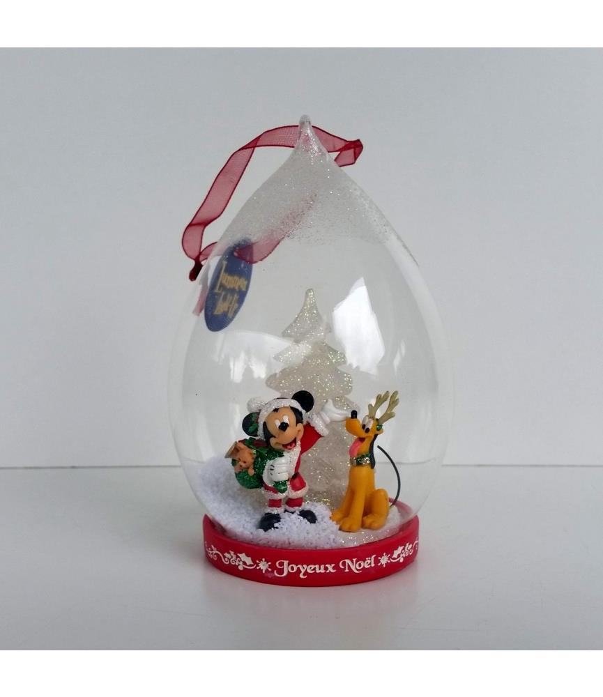 Mickey & Pluto lighted glass dome ornament