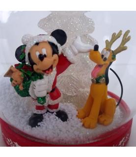 Mickey & Pluto lighted glass dome ornament