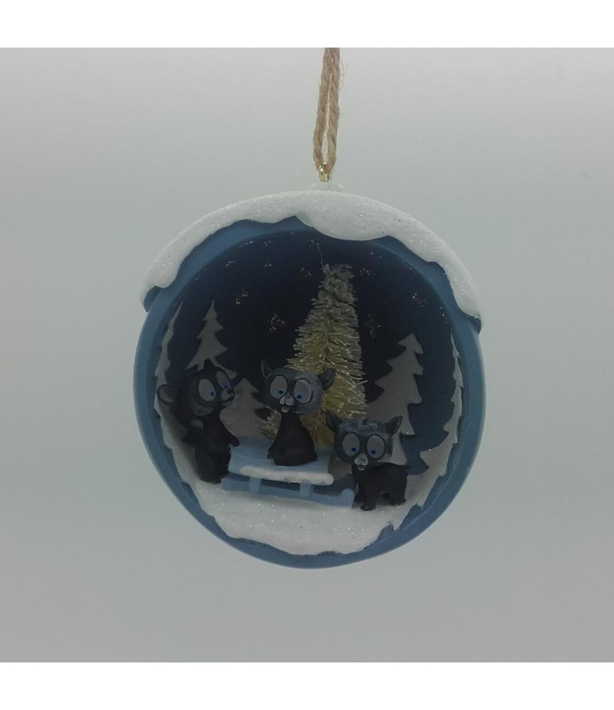 Brave bears in half open ball ornament