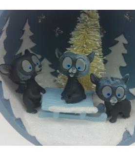 Brave bears in half open ball ornament