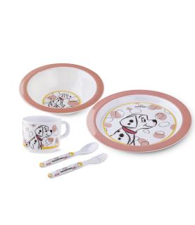 Set Baby Food: Mug, Plate, Thermic Bag 101 Dalmatians, Pink