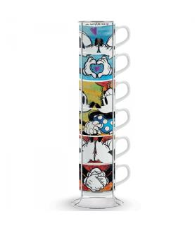 Set of 6 coffee cups + metalrack