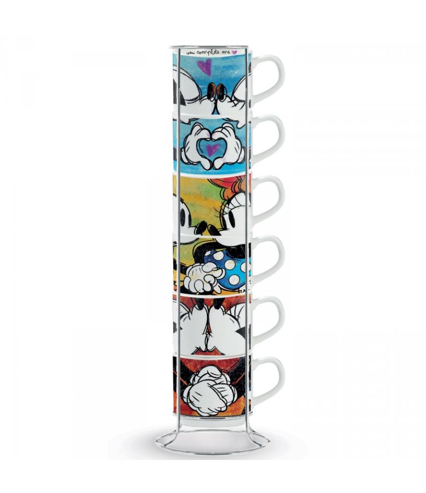 Set of 6 coffee cups + metalrack