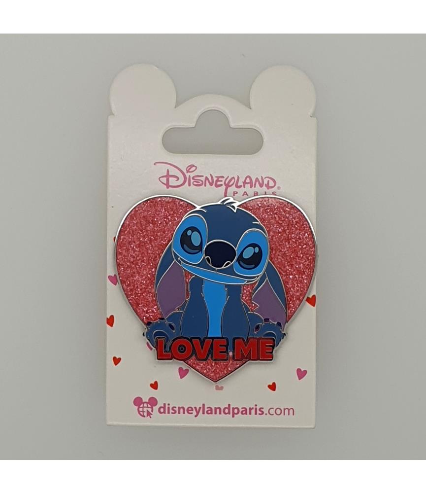 DLP - Stitch - Valentine - Love Me - Valentine's Day - Pink Glitter Heart - Lilo and Stitch