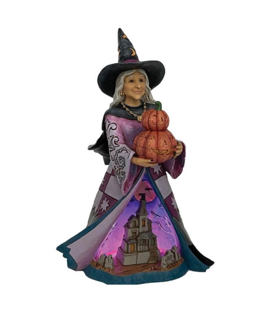"Spellbinding Smiles": Good Witch with LED Pumpkins