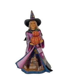 "Spellbinding Smiles": Good Witch with LED Pumpkins