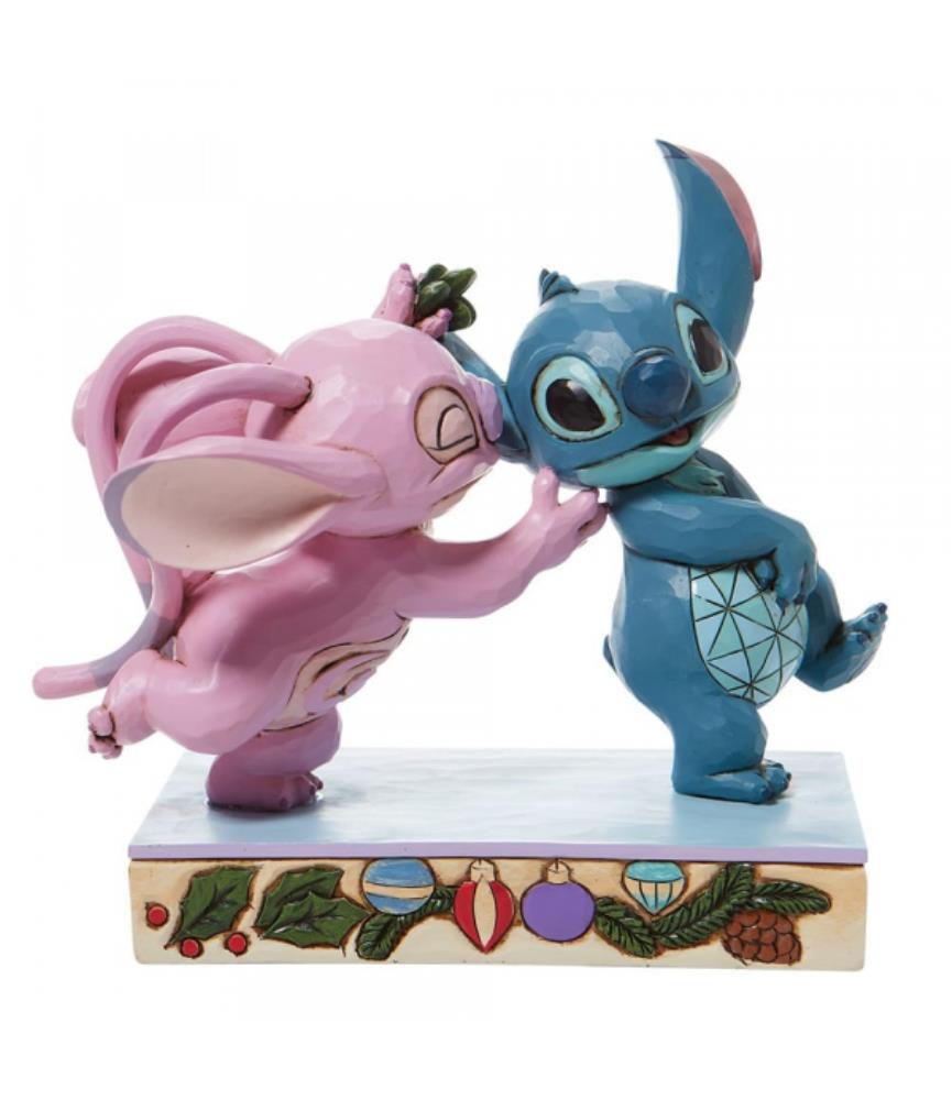 Angel Kissing Stitch Under Mistletoe Figurine