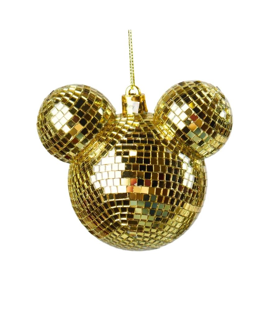 Mickey Ear ball disco gold ornament