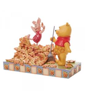 Piglet Playing In A Pile Of Leaves figurine