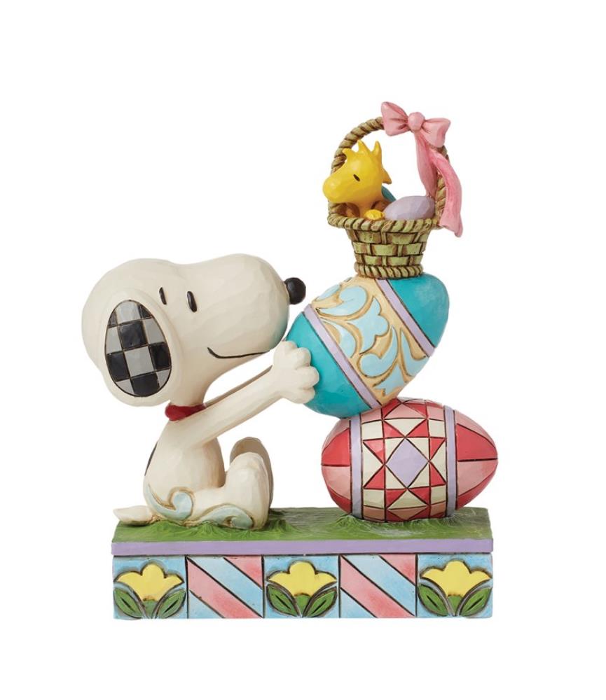 Eggcellent Tower: Snoopy & Woodstock Stacked Easter Eggs
