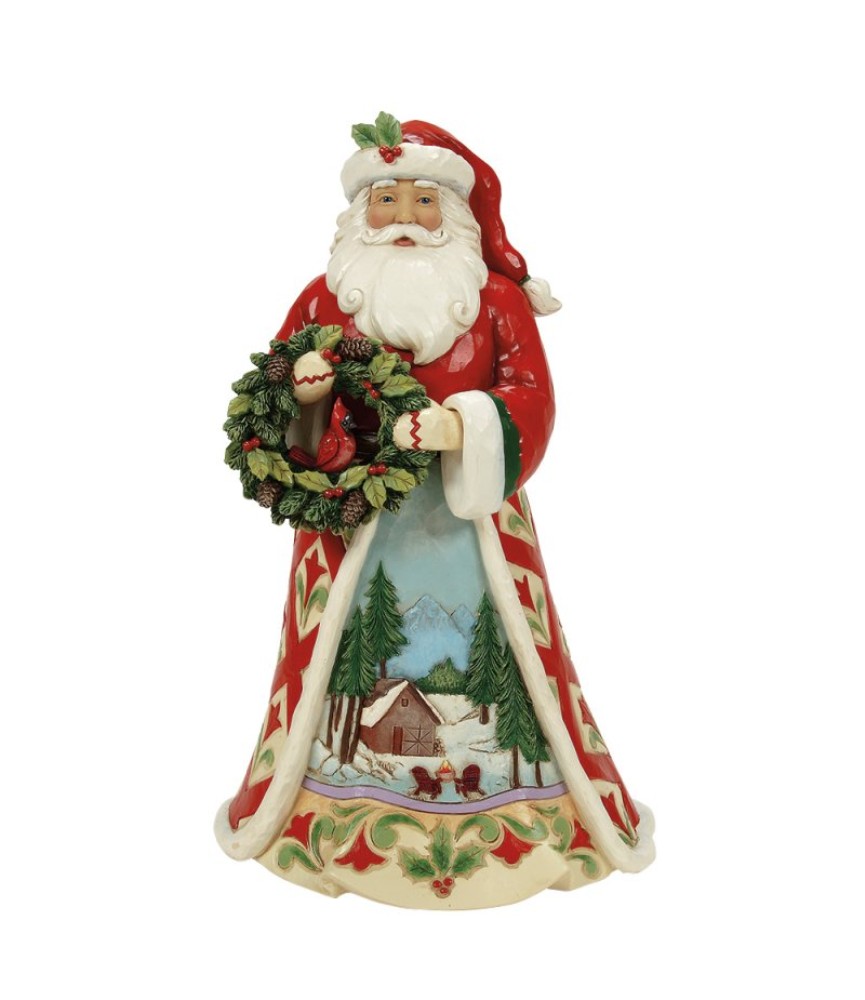 Christmas's Peaceful Retreat: Lodge Santa with Wreath & Scene (Exp 2025-06-30)