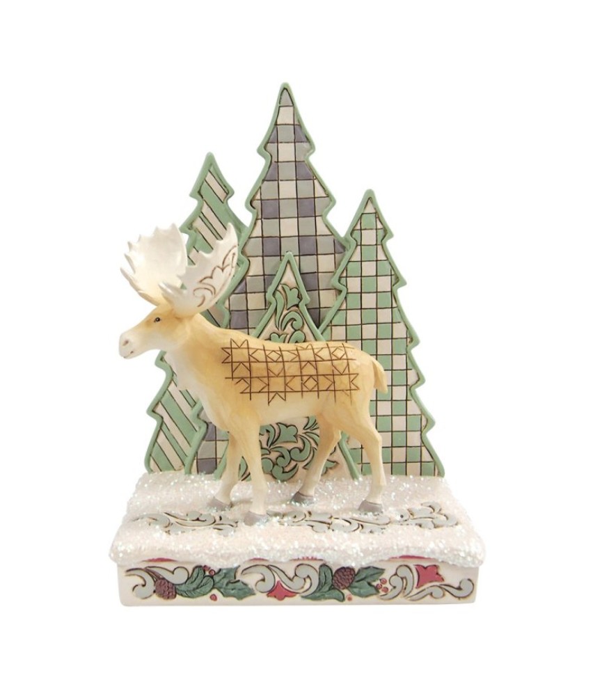 Frozen Forest: White Woodland Moose with Layered Trees (Exp 2025-08-27)