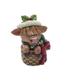 Highland Cow in Basket Mini Figurine