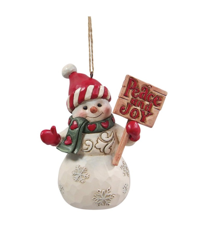 Pré-paiement: Snowman with Peace & Joy Sign Hanging Ornament (Exp 2025-09-29)