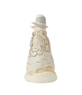 White Woodland Carved Snowman Figurine
