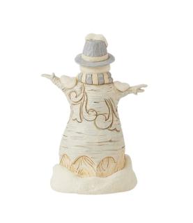White Woodland Carved Snowman Figurine