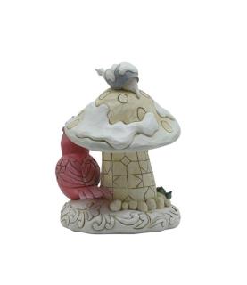 Woodland Mushroom House with Cardinal Figurine