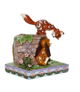 "Unlikely Friends": Fox and Hound Log Figurine