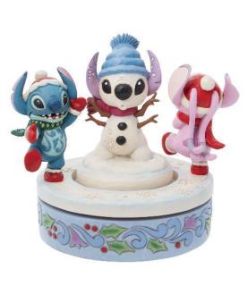 Snowy Shenanigans (Stitch and Angel Rotating Figurine) (Signed by Jim Shore)