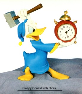 Sleepy Donald with clock