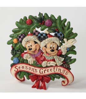 Holiday Mickey & Minnie plaque: Season's Greetings
