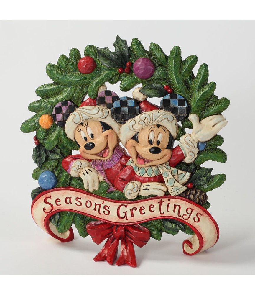 Holiday Mickey & Minnie plaque: Season's Greetings