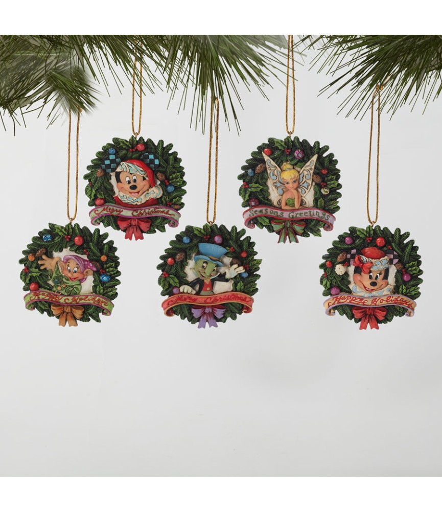 Wreath Disk Ornament Set of 5