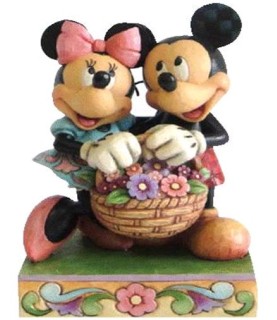 "Love In Bloom": Mickey & Minnie Mouse with flower basket