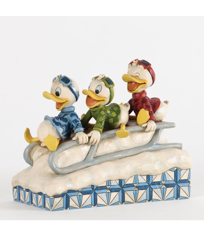 Downhill Ducks: Huey, Dewey & Louie sledding