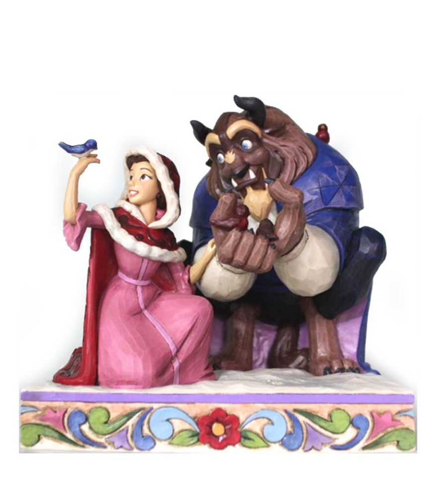 Something There: Belle and Beast in snow figurine