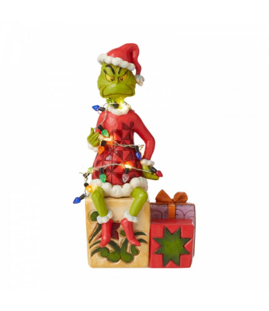 Grinch with String of Lights Figurine