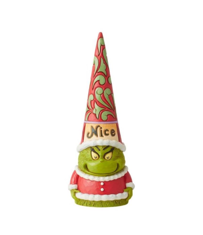 Two-Sided Naughty and Nice Grinch Gnome Figurine