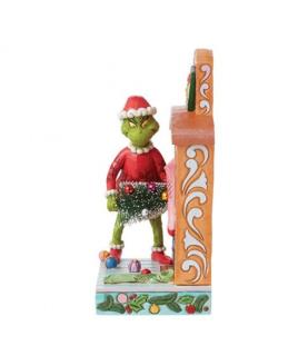 Grinch Pushing Tree up Fireplace Figurine