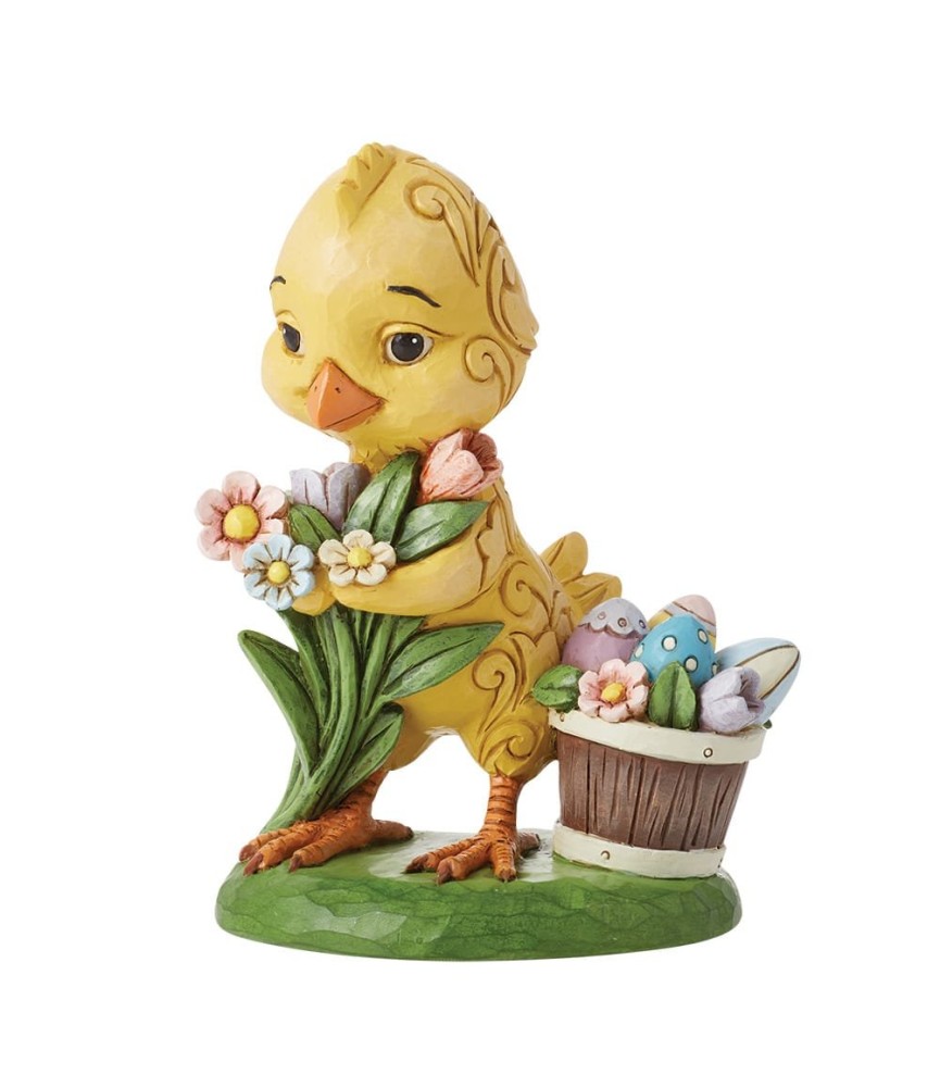 Chick with flowers