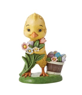 Chick with flowers