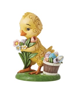 Chick with flowers