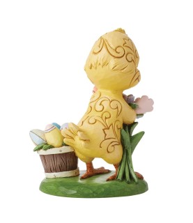 Chick with flowers