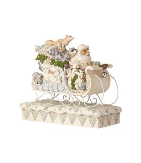 White Woodland Santa in Sleigh