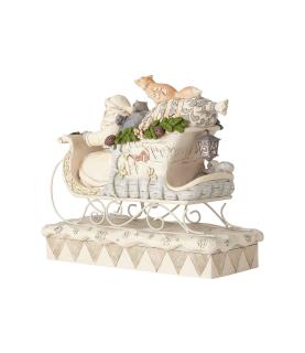 White Woodland Santa in Sleigh