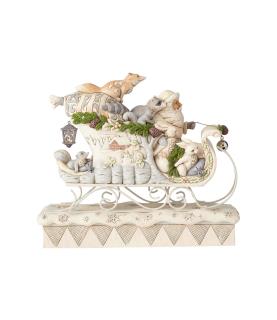 White Woodland Santa in Sleigh