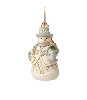 White Woodland Snowman Ornament